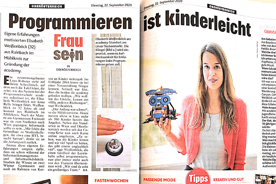 Bild-ueber-Kornenzeitung-1 (1) acodemy in der Kronenzeitung